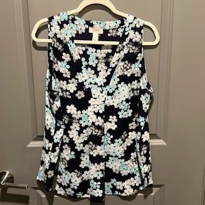 Navy & Blue Floral Loft Sleeveless Blouse